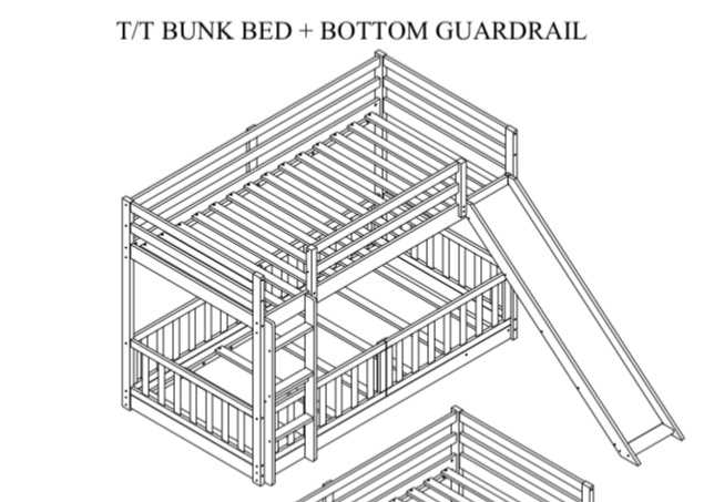 Photo 1 of T/T Bunk Bed+Bottom Guardrail-Espresso