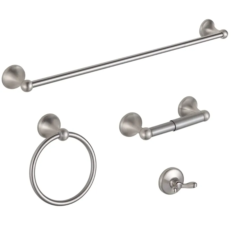 Photo 1 of BGL Bathroom Hardware Set, Brushed Nickel Adjustable Expandable Towel Bar 4-Piece Bathroom Accessory Set Wall Mounted