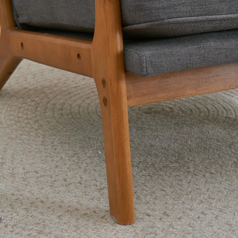 Photo 1 of UBesGoo Modern Arm Chair Linen Fabric Upholstered Comfy Reading Accent Chair with Solid Wood Frame Dark Gray