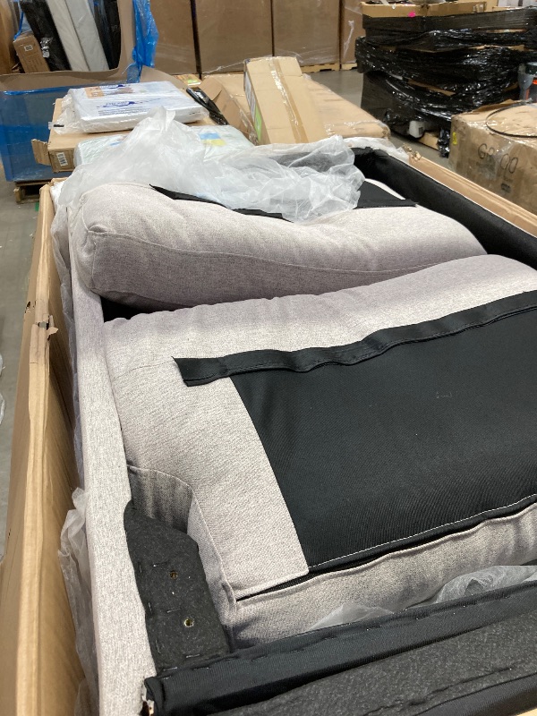 Photo 1 of ***BOX 1 OF 3 ONLY/INCOMPLETE SET**Devion Furniture L-Shaped Polyester Fabric Reversible, Easy Convertible Pull-Out Sleeper Sectional Sofa/Storage Chaise with Tufted Back Cushions and Track Arms in Beige