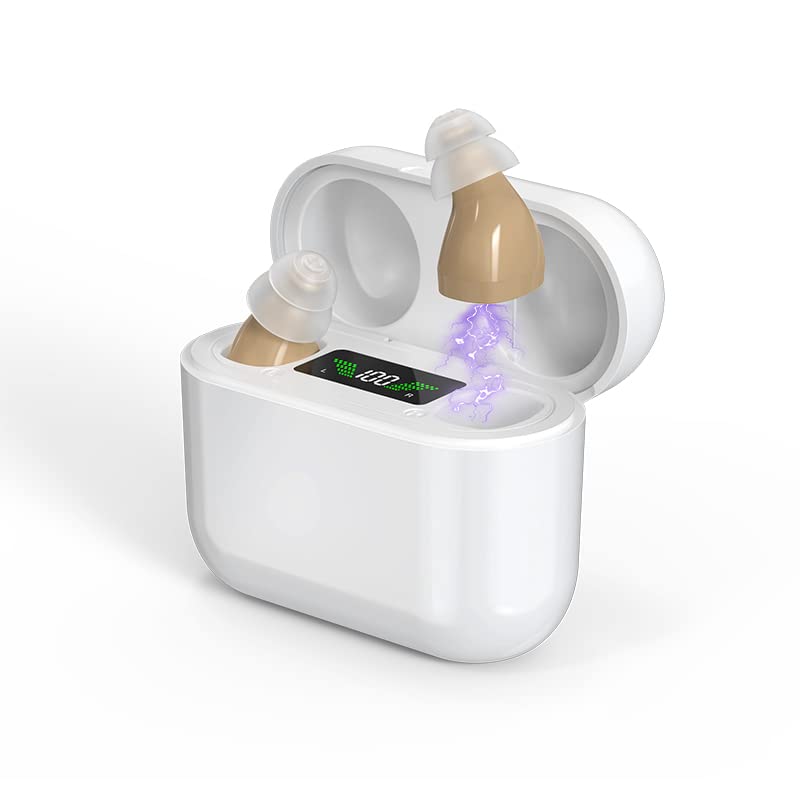 Photo 1 of 
Hearing Aids for Seniors Rechargeable with Noise Cancelling OTC - Digital, Discreet, Invisible Hearing Amplifier - Pocket Size Case - Beige - Clear Sound