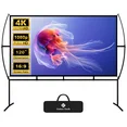 Photo 1 of 120" Portable Outdoor Projector Screen with Stand, Home Theater Free Standing Projection Screen