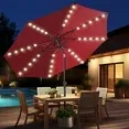 Photo 1 of 10ft Solar Polyester 32 LED Lighted Patio Umbrella with Tilt Adjustment and UV-Resistant Fabric,for Garden,Deck,Backyard,Pool and Beach