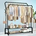 Photo 1 of  Metal Clothes Rack Garment Rack for Hanging Clothes, Clothing Garment Rack with 6 Hooks, Clothing Racks or Hanging Racks, Black