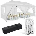 Photo 1 of 10x20 Pop up Canopy Tent, Protable Canopy Tent with 6 Sidewalls Waterproof Commercial Pop up Tent for Parties, Wedding, Camping, Courtyard with Carry Bag,White