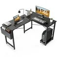 Photo 1 of  Shaped Computer Desk with Wooden Desktop CPU Stand Side Bag Reversible, Black