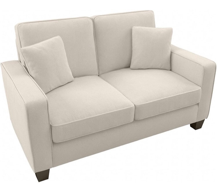Photo 1 of Bush Furniture 61 Inch Loveseat, Living Room Small Couch with Pet-Friendly Fabric Upholstery, Modern Two Seater Sofa, Stockton Collection, Cream Herringbone