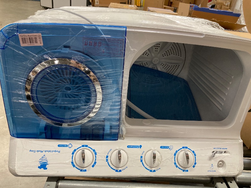 Photo 1 of BINMIT Portable Washing Machine 40lbs Capacity Twin Tub Washer and Spinner 24lbs Washer & 16lbs Spinner, Clothes Washing Machines with Drain Pump for Apartment, Dorm, RVs, White
