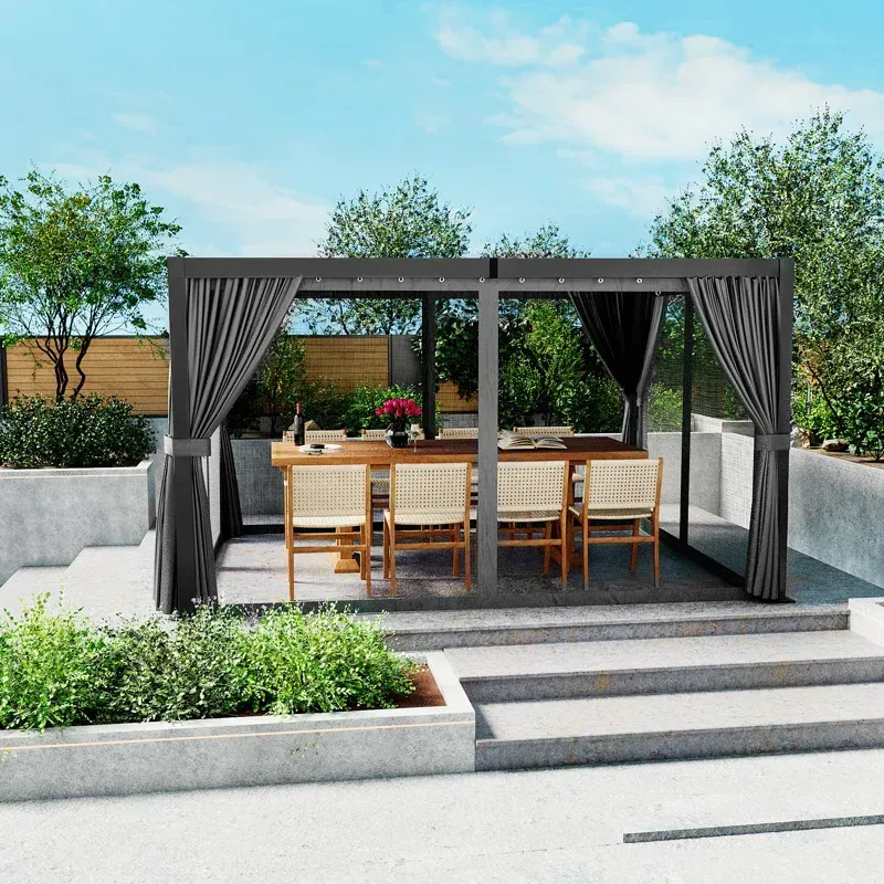 Photo 1 of 10 x 20 alu pergola with sheer curtains black