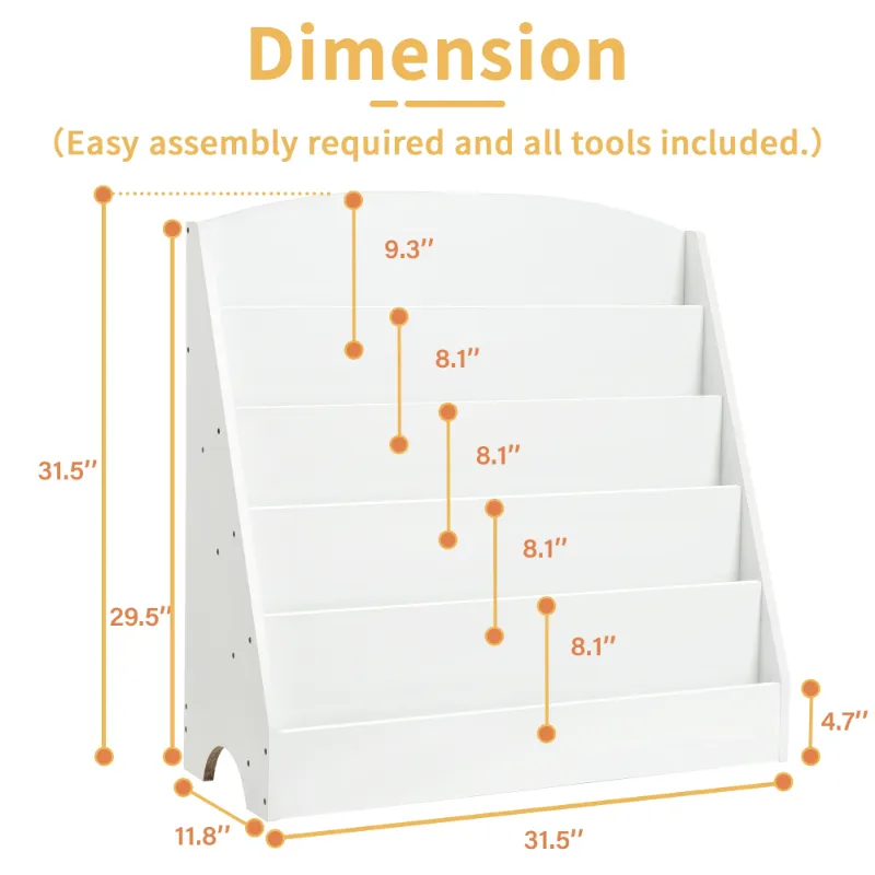 Photo 1 of Masiis Kids Bookshelf 5-Tier Kids Bookcase for Rooms white Book Display Shelve Kid Book Shelves for Classroom, Kids Bedroom
