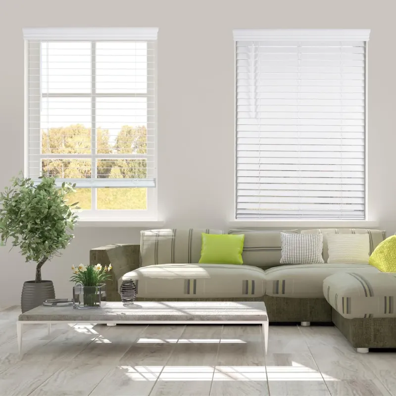 Photo 1 of ARLO BLINDS Faux Wood Blind with Crown Valance - 26 1/2"W x 48"H, White, Cordless 2" Slat Horizontal Blind - for Kitchen, Bedroom, Living Room, Doors