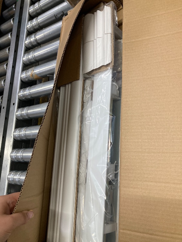 Photo 1 of ARLO BLINDS Faux Wood Blind with Crown Valance - 26 1/2"W x 48"H, White, Cordless 2" Slat Horizontal Blind - for Kitchen, Bedroom, Living Room, Doors