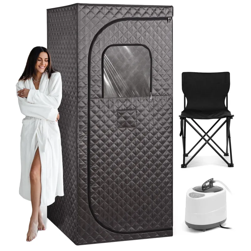 Photo 1 of ***STEAMER BOX CRACKED**Naipo Full Size Portable Steam Sauna Tent for Home Spa, Relaxation Kit with 3L 1000W Steamer, Remote Control and Foldable Chair, 2.6’ x 2.6’ x 6’