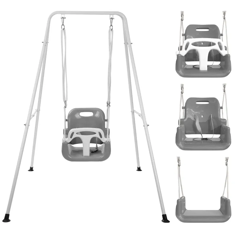 Photo 1 of ***parts only****ONE LEG HAS DAMAGE*****G TALECO GEAR 3-in-1 Toddler Swing Sets for Backyard, Comfy Baby Swing Outdoor Indoor, Kids Swing with Metal Stand, Gray