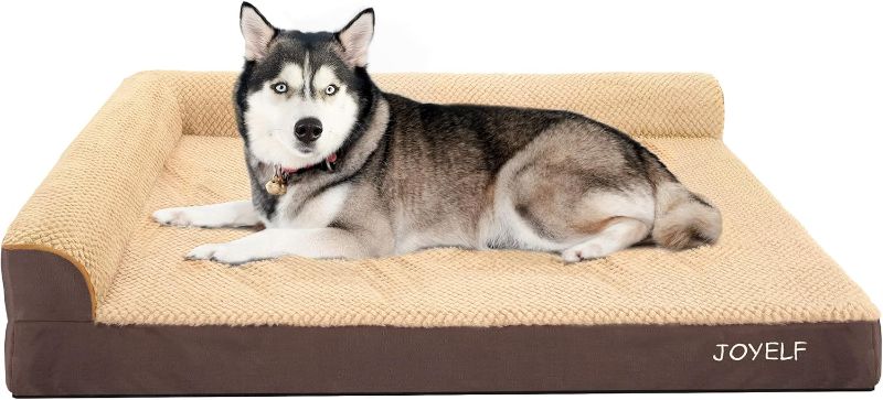 Photo 1 of 
JOYELF Orthopedic Dog Bed for Extra Large Dogs, L-Shaped Foam Sofa Couch Bed, Bolster Waterproof Pet Bed with Removable Washable