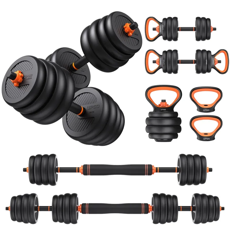 Photo 1 of ***MAYBE PARTS ONLY***
UPGO Adjustable Dumbbells, 70lbs Free Weight Set with Connector, 6 in1 Dumbbells Set as Barbell, Kettlebells, Push up Stand, Fitness Exercises for Home Gym Suitable Men/Women