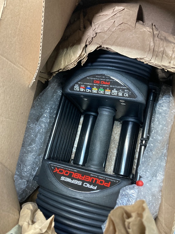 Photo 1 of PowerBlock Pro 50 Adjustable Dumbbells, Sold in Pairs, 5-50 lb. Dumbbells, Durable Steel Build, Innovative Workout Equipment, All-in-One Dumbbells