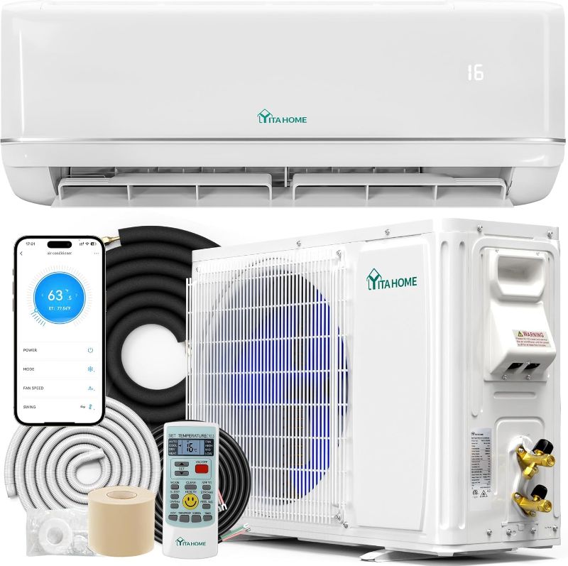 Photo 1 of ***MISSING PARTS**YITAHOME 24000 BTU Mini Split Air Conditioner Heat Pump System, Wifi Enabled 21 SEER2 208-230V Ductless AC Cool Up to 1500 Sq. Ft, Compatible with Alexa, Complete Installation Kit, White