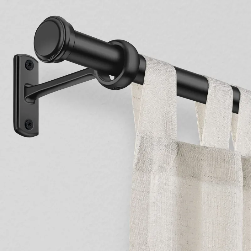 Photo 1 of 1" Rust-Resistant Curtain Rod,Black Curtain Rods for Windows 72" to 144", End Indoor/Outdoor Single Curtain Rod