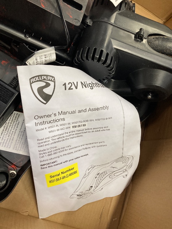 Photo 1 of ***ITEM TURNS ON, BUT DOES NOT WORK****Rollplay Nighthawk Storm Electric Ride On Toy for Ages 6 & Up with 12V 7AH Rechargeable Battery, Side Handlebars for Steering, Tall Rear Flag, and Top Speed of 6.5 MPH, Black/Red