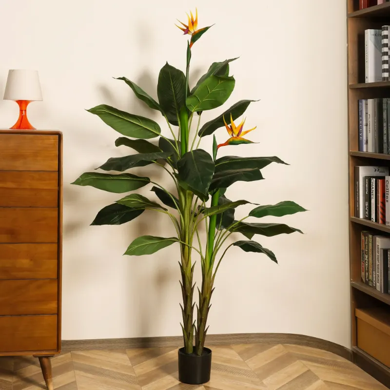 Photo 1 of Artificial Plants, 6ft Faux Bird of Paradise Tree, Fake Plastic Flower Tree, Pre Potted Faux Greenry Tree for Home Decor Office Living Room Indoor, Big Fake Plants Fake House Plants