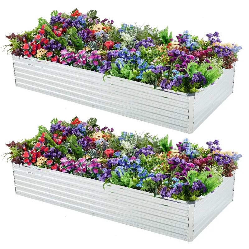 Photo 1 of Amoboro 6x3x1ft Outdoor Metal Raised Garden Bed Planter Box for Vegetables, Flowers, Herbs 2pcs
