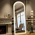 Photo 1 of BEAUTYPEAK 68" x 26" LED Arched Full Length Mirror Standing Floor Mirror,White
