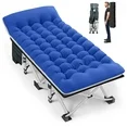 Photo 1 of GVDV Folding Camping Cot with 2 Sided Comfort Mattress, Double Layer Oxford Fabric Oversize Folding Bed, Portable Sleeping Bed Cot for Camp Office Nap Beach Travel
