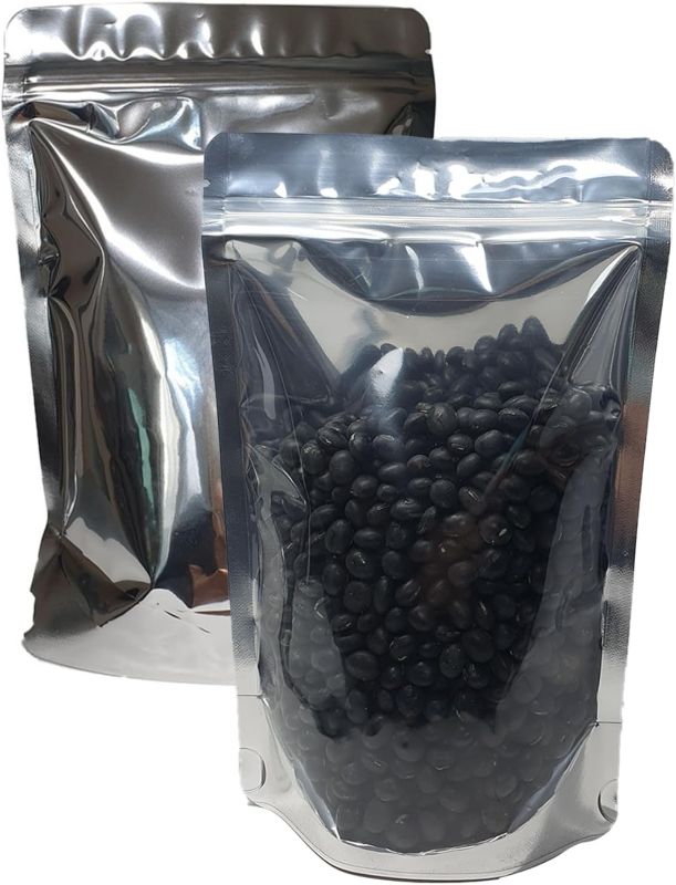 Photo 1 of | 1 Pint Mylar Bags 6x9 - Pack Of 100 Clear bag Self-Stand-up with Aluminum Foil Back, Resealable Ziplock and Heat Sealable for Food Storage
