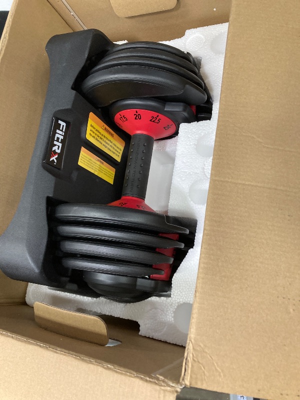 Photo 1 of ***only one****FitRx SmartBell 2-Pack, Two 25lbs. Quick-Select 9 in 1 Adjustable Dumbbell for Home Gym, 5-25lbs. Weight in 2.5lbs Increments
