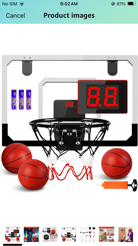 Photo 1 of AOKESI Indoor Mini Basketball Hoop Set with 3 Balls for Kids and Adults - Portable Pro Mini Basketball Hoop for Room Door with Electronic Scoreboard Boys Sport Basketball