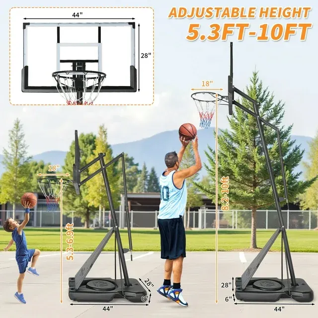 Photo 1 of ***MISSING PARTS/NO RIM***Ktaxon 5.3-10ft Adjustable Portable Basketball Hoop with Rebound Plate,44-Inch Weatherproof Backboard Indoor Outdoor