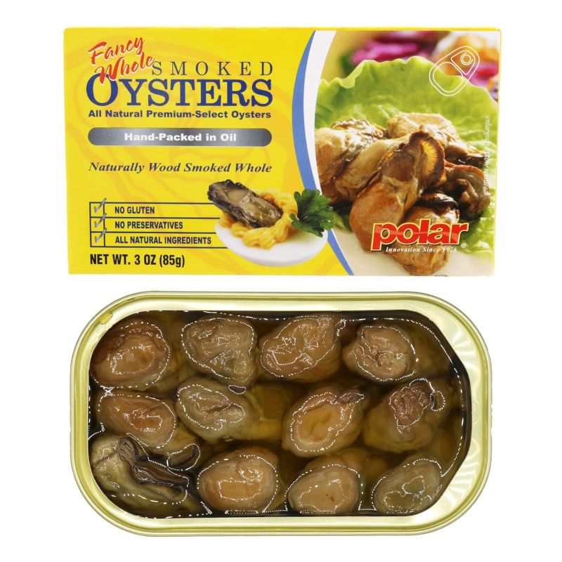 Photo 1 of  Polar Fancy Whole Smoked Oysters, 3 ounce (Pack of 12)
