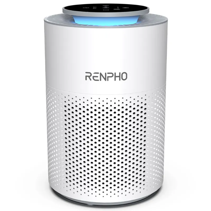 Photo 1 of RENPHO Home Air Purifier for Allergy and Asthma, HEPA Filter Air Purifier for Bedroom up to 302 Sq.ft, Remove 99.95% Odors, Smoke, Dust, Pollen, White
