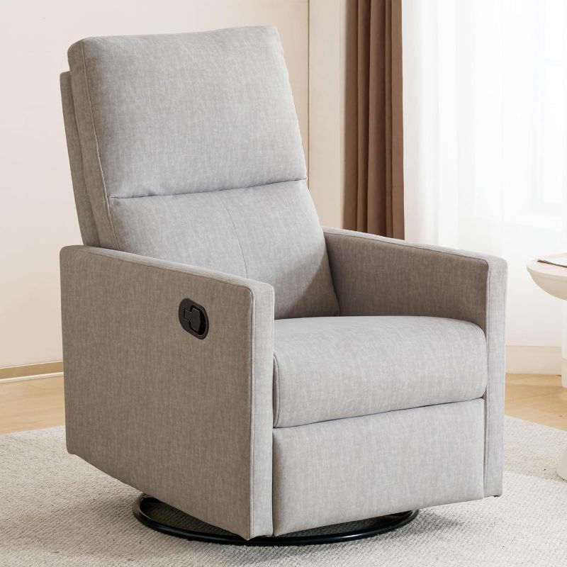 Photo 1 of **ARMS AND BACK ONLY** The item only has the back and the arms - Swivel rocking recliner glider chair, upholstered fabric reclining rocker chair with footrest for living room color charcoal