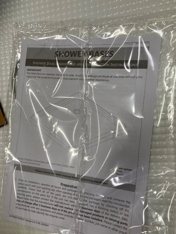 Photo 1 of ***CRACKS ON TWO CORNERS OF RIM**DreamLine SlimLine 30 in. D x 60 in. W x 2 3/4 in. H Right Drain Single Threshold Shower Base in White, DLT-1130602