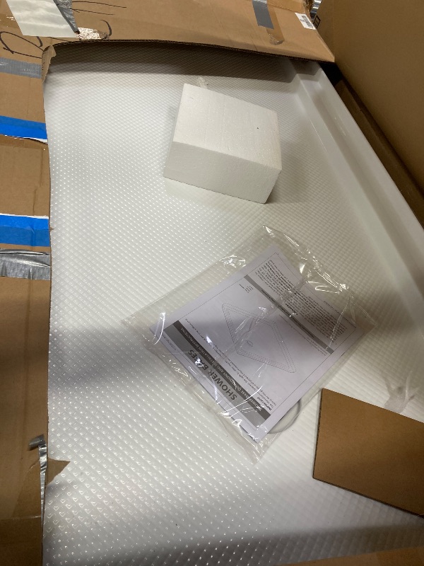 Photo 1 of ***CRACKS ON TWO CORNERS OF RIM**DreamLine SlimLine 30 in. D x 60 in. W x 2 3/4 in. H Right Drain Single Threshold Shower Base in White, DLT-1130602