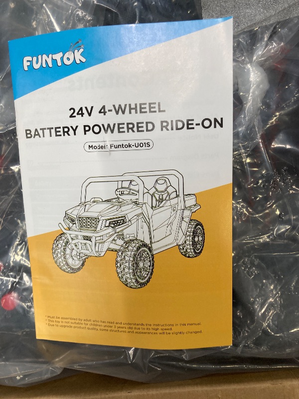 Photo 1 of **PARTS ONLY****FUNTOK 2 Seater Ride On UTV Car, 24V Kids Electric Dump Truck w/Remote Control, Dump Bed, 4x200W Motors, 4WD/2WD Switch, Max 5 MPH, 20" Seat, Bluetooth, Battery Powered Cars for Kids to Drive (Blue)