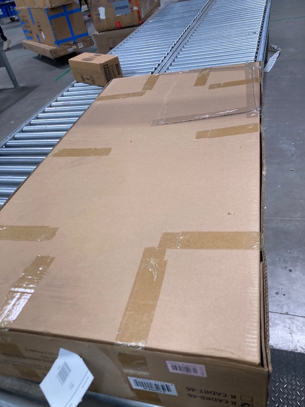 Photo 1 of Rocelco 46" Height Adjustable Corner Standing Desk Converter - Quick Sit Stand Up Dual Monitor Riser - Gas Spring Assist Tabletop Computer Workstation - Large Keyboard Tray - Black (R CADRB-46)