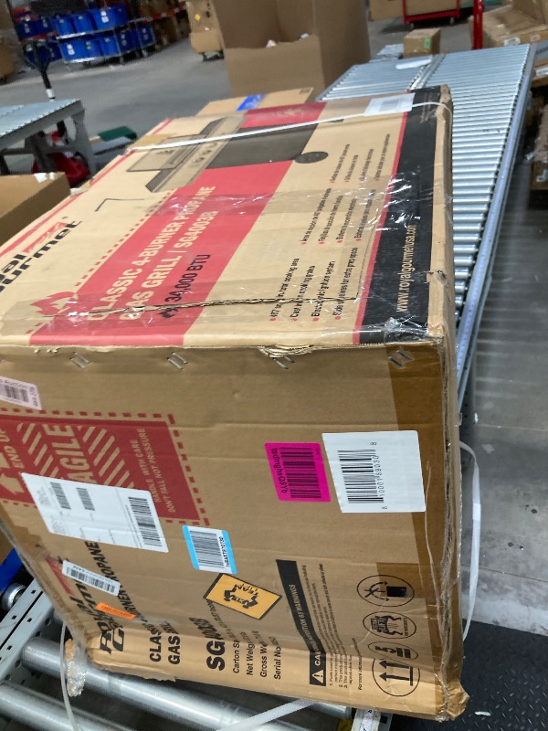 Photo 1 of Royal Gourmet 4-Burner Propane Gas Grill with Warming Rack, Outdoor BBQ Grill with 34,000 BTUs Output for Patio Garden Barbecue Grilling, Black & Silver