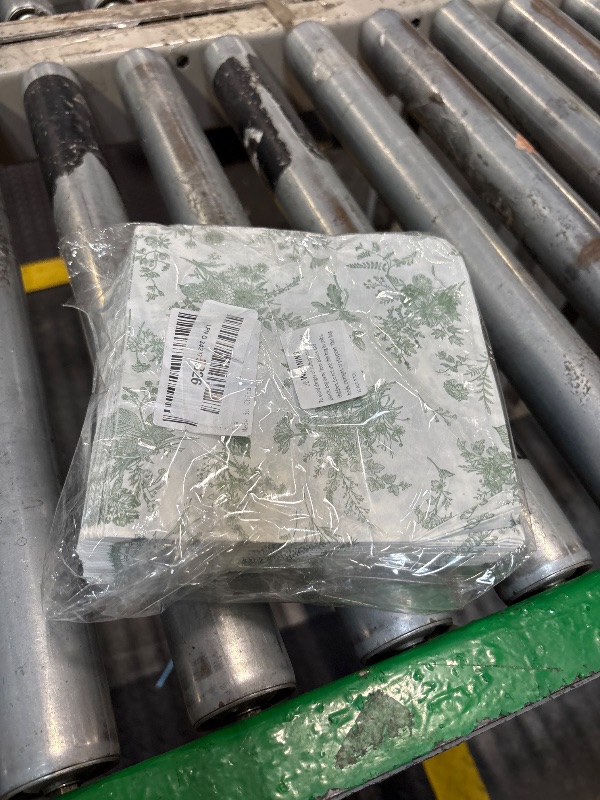 Photo 1 of 100Pcs Floral Beverage Napkins Sage Green White Disposable Paper Napkins Flowers Luncheon Cocktail Dinner Hand Towels for Wedding Bridal Baby Shower Birthday Tableware Decorations