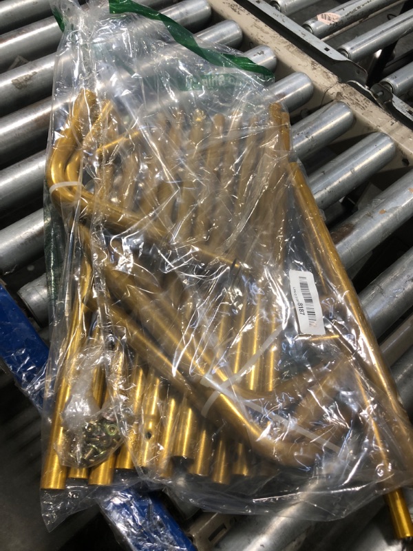 Photo 1 of Wedding Sign Holder, Adjustable Welcome to Our Wedding Sign Stand with Leather Sign Hanging Straps, Sign Rack,Heavy Duty Easel Stand for Sign, Wedding Seating Chart Stand, Easel for Display,Gold