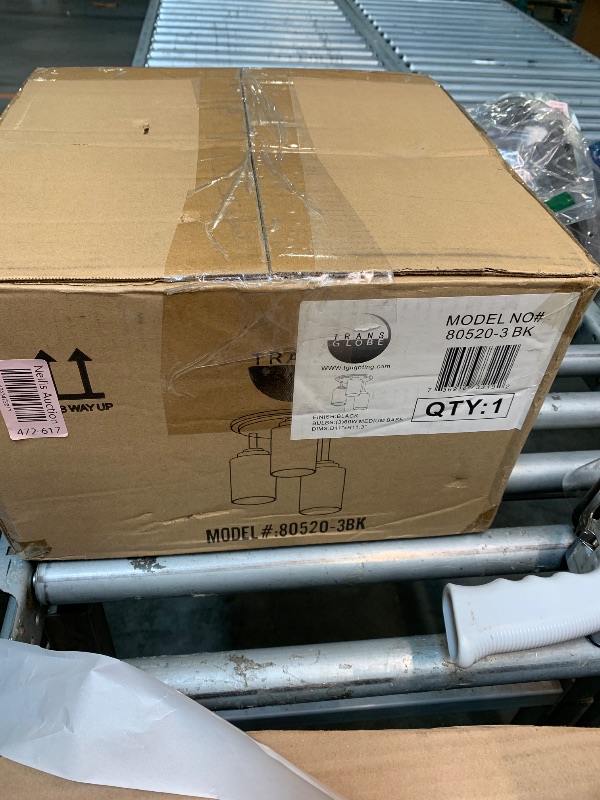 Photo 1 of [Missing one glass piece] TRANS GLOBE Lighting 80520-3 BK Mod Pod Collection Three Light 11 Inch Ceiling Flush Mount I in a Black Finish with Seeded Glass Shades I Modern Contemporary Light Fixture I
