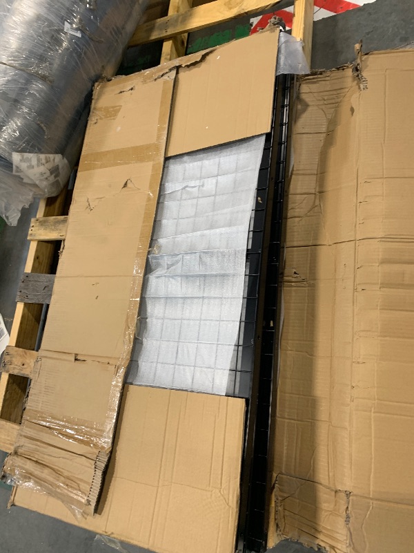 Photo 1 of [Missing bracket and some of the hardware] 4x8 Garage Overhead Storage Racks with Stable Triangle Support, Heavy-Duty Steel Ceiling Mount Racks for Garage Storage, Adjustable Height, 600lbs Capacity, Black