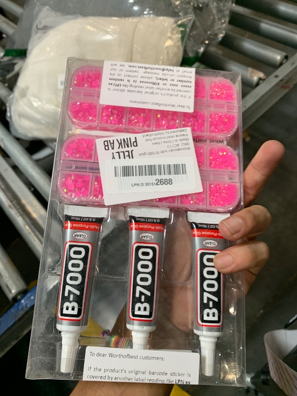 Photo 1 of 11000Pcs Jelly Hot Pink AB Rhinestones with b7000 Glue for Crafts Clothing Clothes Fabric Tumblers, Gems Resin Flatback Rhinestones for Shoes Nails, Flat Back Bedazzler Kit ss 6-ss 20