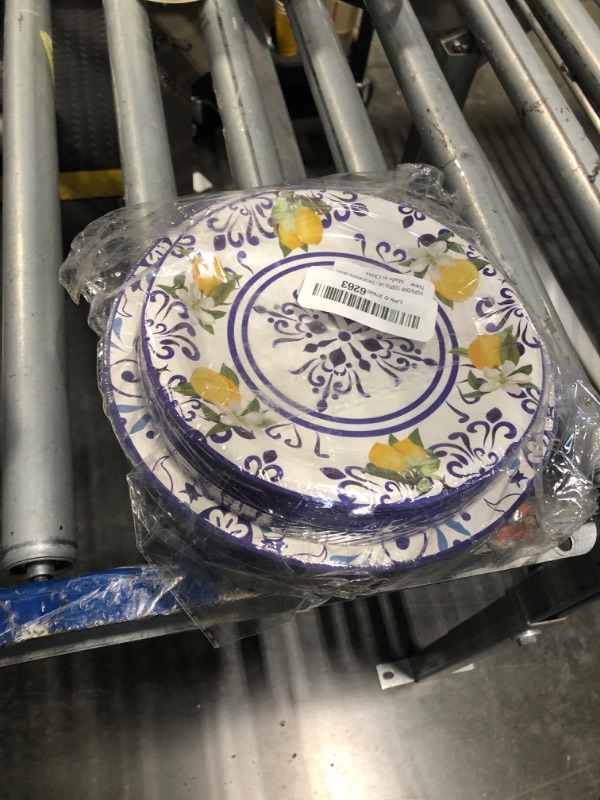 Photo 1 of 100pcs Capri Lemon Party Plates - Blue & Yellow Lemon Theme Decorations (9" & 7" Plates)