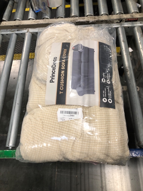 Photo 1 of *** missing parts*** dirty**** dogs hair*** Prince Deco T Cushion Sofa Slipcover 4 Pieces Sofa Covers for T Cushion Couch Soft Sofa Slip Covers Furniture Protector with 3 Individual T Shape Seat Covers (72"-90") Washable, Natural