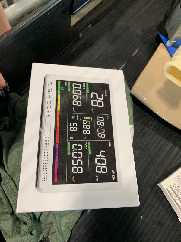 Photo 1 of 16 in 1 Air Quality Monitor Indoor 7" Display 9 AQI+7 AQI Alerts Air Quality Meter for CO2, TVOC, PM2.5 PM1.0 PM10, HCHO, Temperature Humidity AQI & Time, Air Detector Air Quality Tester for Home