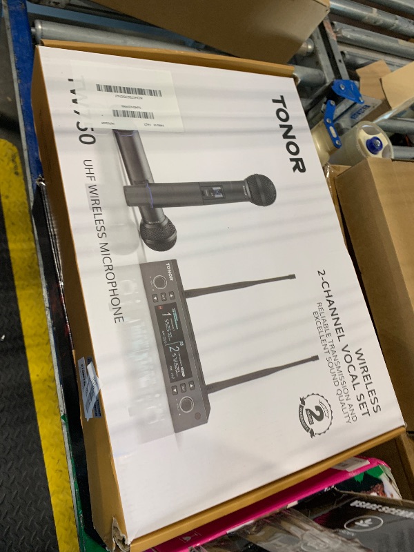Photo 1 of TONOR Wireless Microphone System, Auto Scan & Pair Professional Rechargeable Wireless Mic, 2x100 UHF Metal Cordless Dynamic Mic Set for Karaoke, Church, Singing, Wedding, Meeting, DJ, 328ft TW750