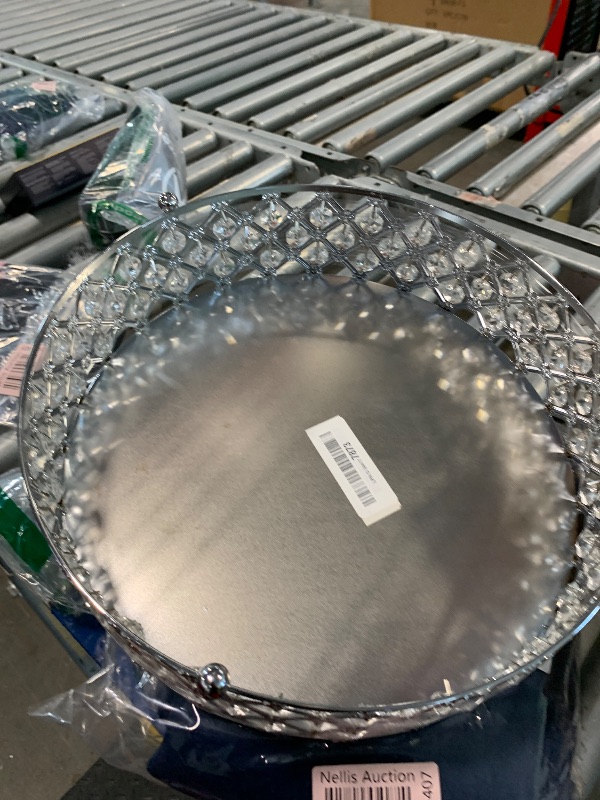Photo 1 of 10" Inch Crystal Cake Stand – Mirrored Beaded Crystal Cake Pedestal Stand – Dessert Stand for Cupcakes, Muffins, Cake, Cheese – Elegant Dessert Table Display Set – Cake Base for Party, Wedding, Birthday